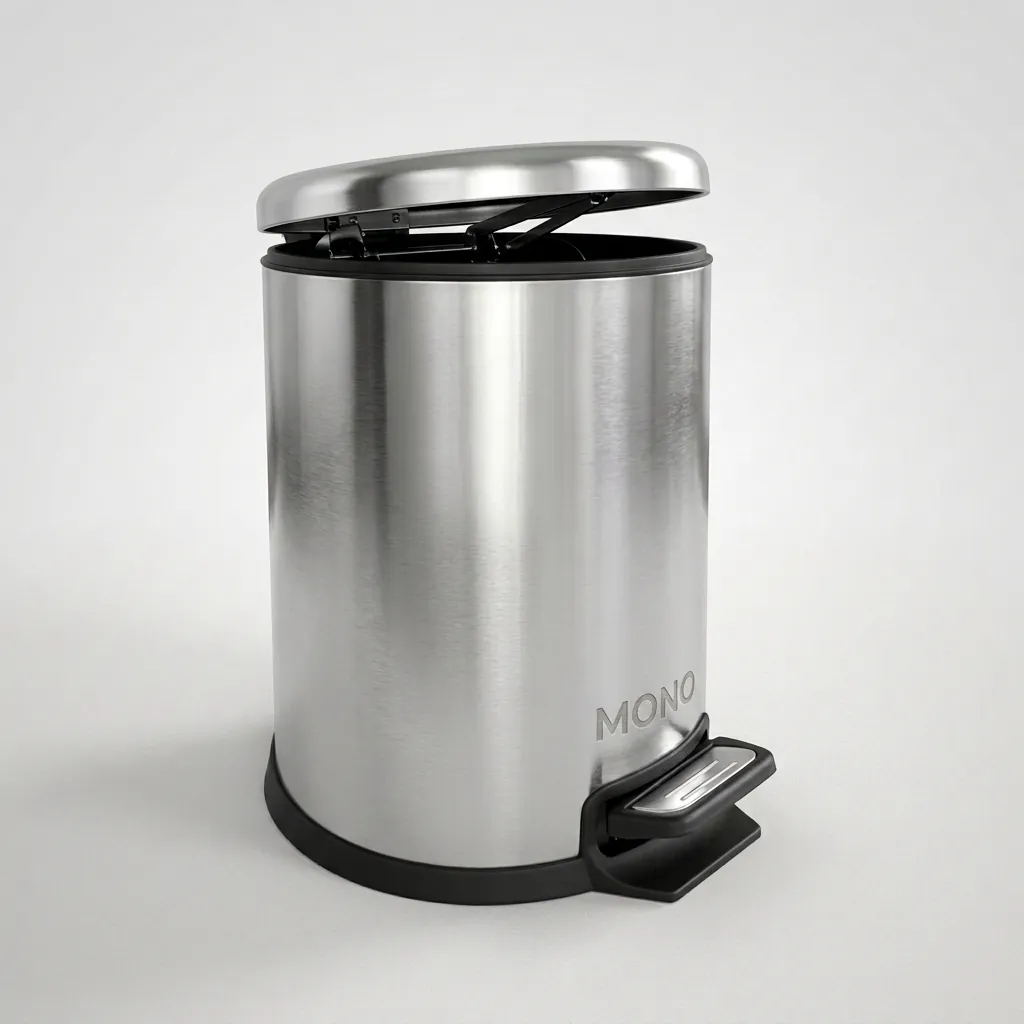 Stainless Steel Round Pedal Dustbin 7L with Non-Slip Base — DBN-1059 (image 1)