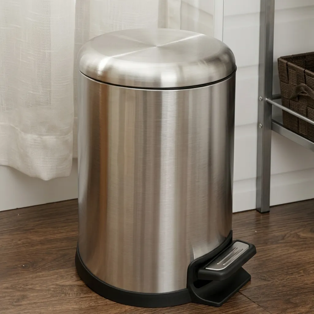 Stainless Steel Round Pedal Dustbin 5L with Non-Slip Base [1060] — DBN-1060 (image 4)