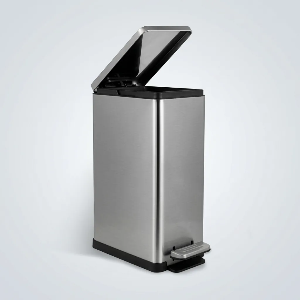Stainless Steel Rectangle Pedal Dustbin 10L — DBN-1064 (image 2)