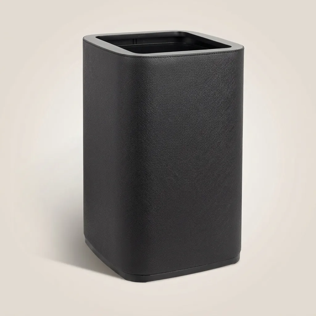 Open-Top PU Leather Waste Bin (Square) — DBN-1074 (image 2)