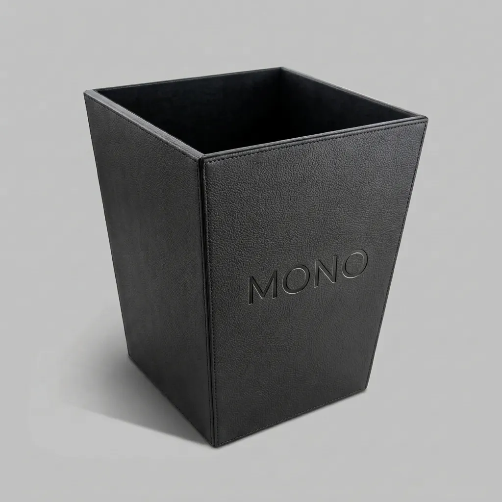 Open-Top PU Leather Waste Bin (Pyramid) — DBN-1075 (image 1)