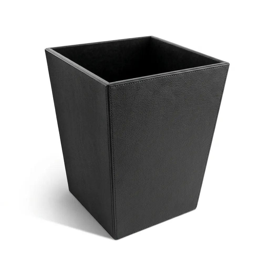 Open-Top PU Leather Waste Bin (Pyramid) — DBN-1075 (image 2)