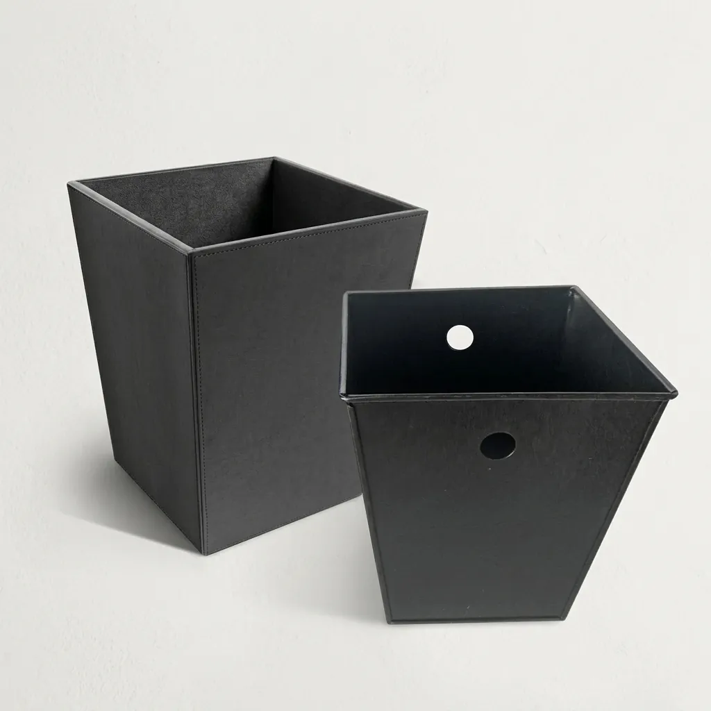 Open-Top PU Leather Waste Bin (Pyramid) — DBN-1075 (image 4)