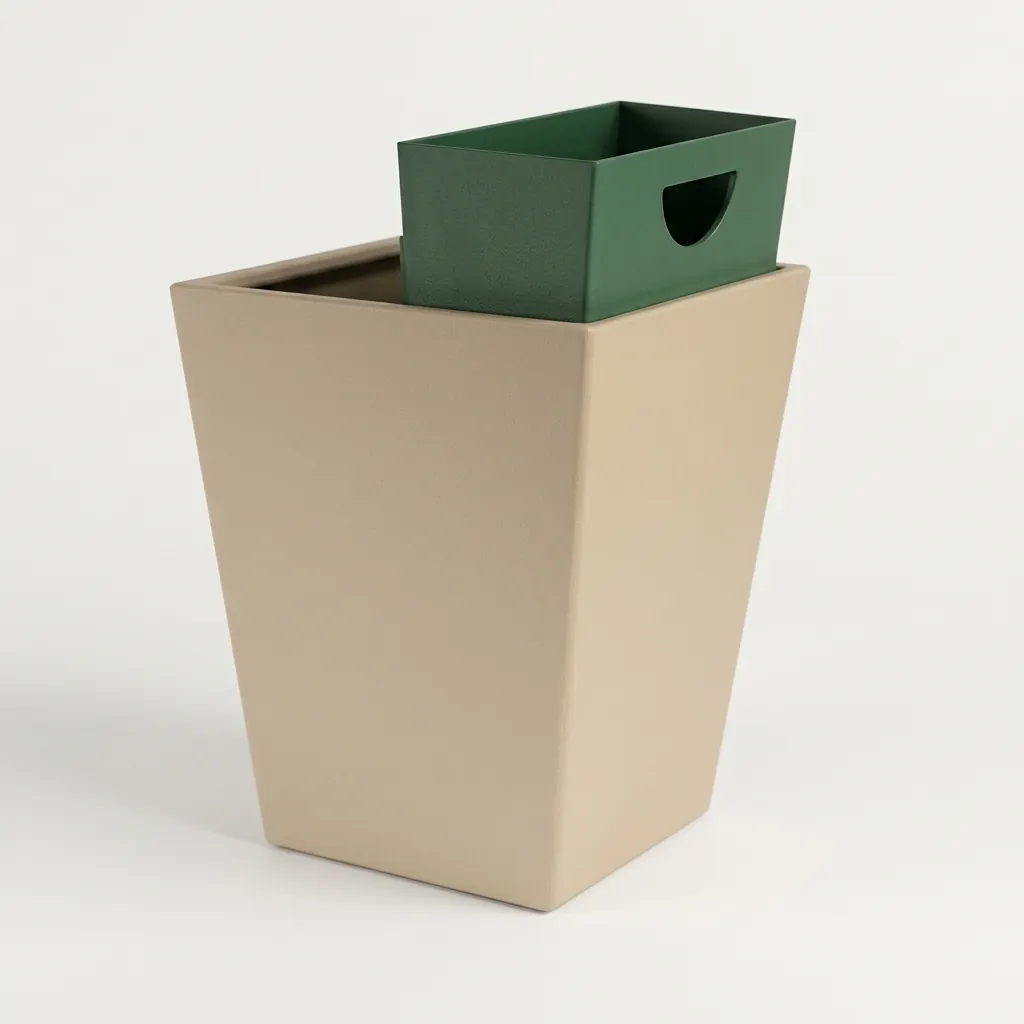 Rd-12 Open Top 2 Compartments Pu Leather Recycle Waste Bin — DBN-1077 (image 4)