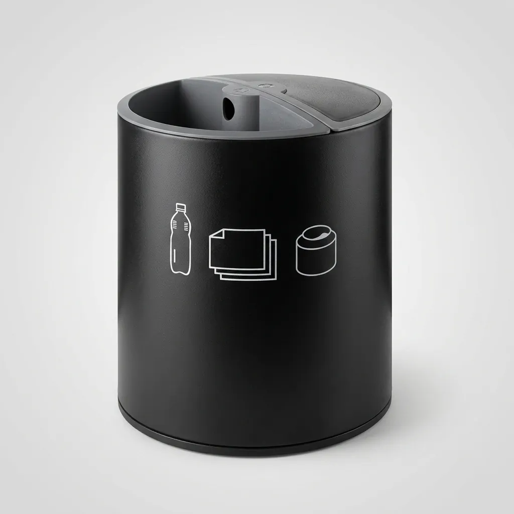 Open Top 2 Compartments Steel Recycle Waste Bin — DBN-1078 (image 2)