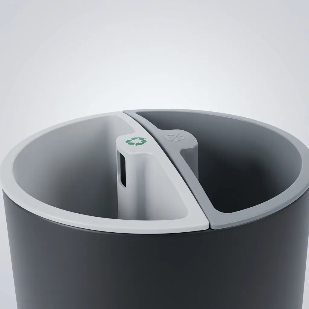 Open Top 2 Compartments Steel Recycle Waste Bin — DBN-1078 (image 4)