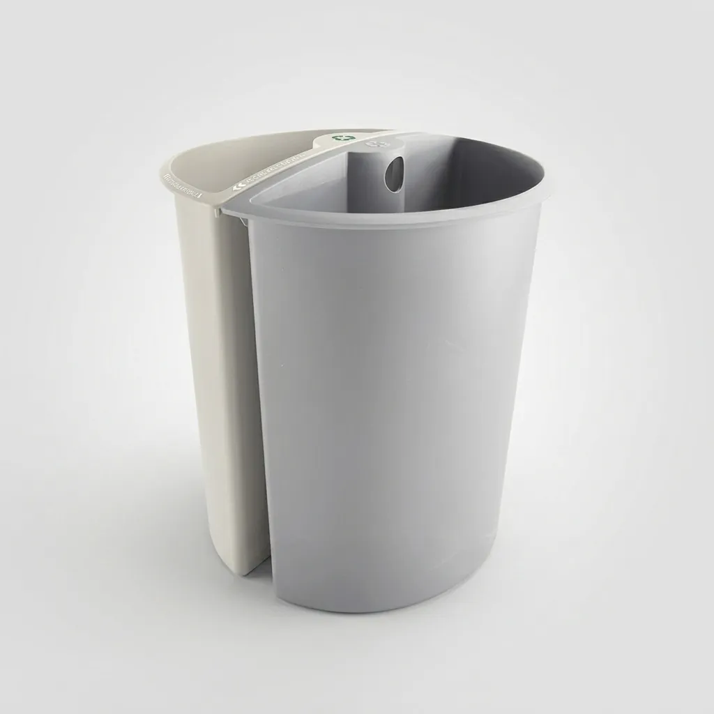 Open Top 2 Compartments Steel Recycle Waste Bin — DBN-1078 (image 6)