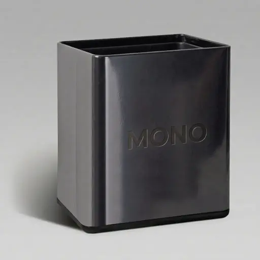Open-Top Stainless Steel Waste Bin 12L (Rectangle) [1089] — DBN-1089 — A 12L rectangular open-top waste bin in painted metal with a double-wall design that conceals the bag. An inner PP bucket makes cleaning easy while the rubber rim guards floors. Measures 26x18x30cm, available in shiny black, orange or stainless steel.