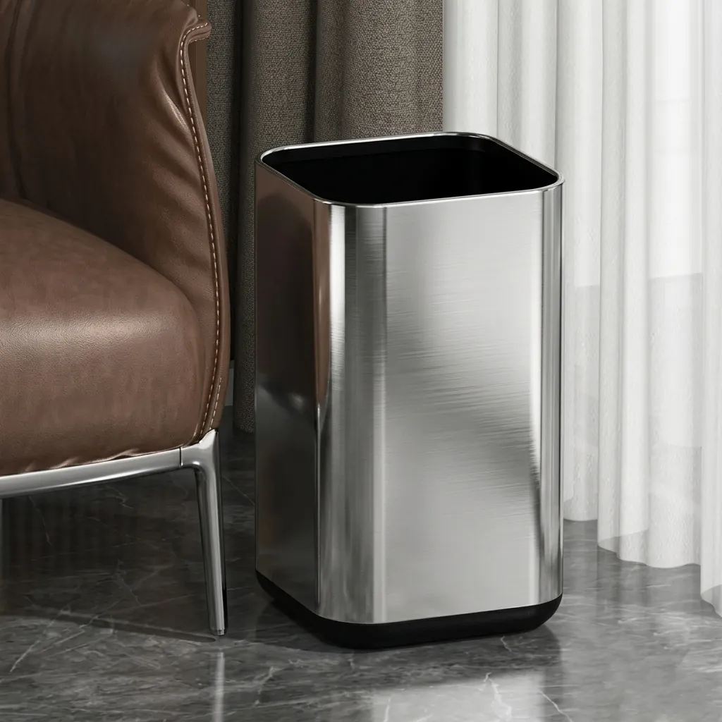 Open Top Stainless Steel Waste Bin — DBN-1091 (image 3)