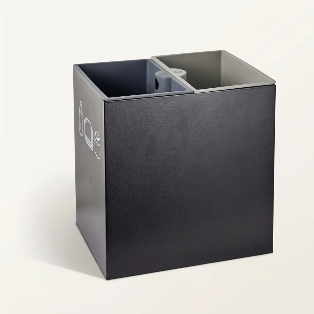 Open Top 2 Compartments Metal Recycle Bin — DBN-1092 (image 2)