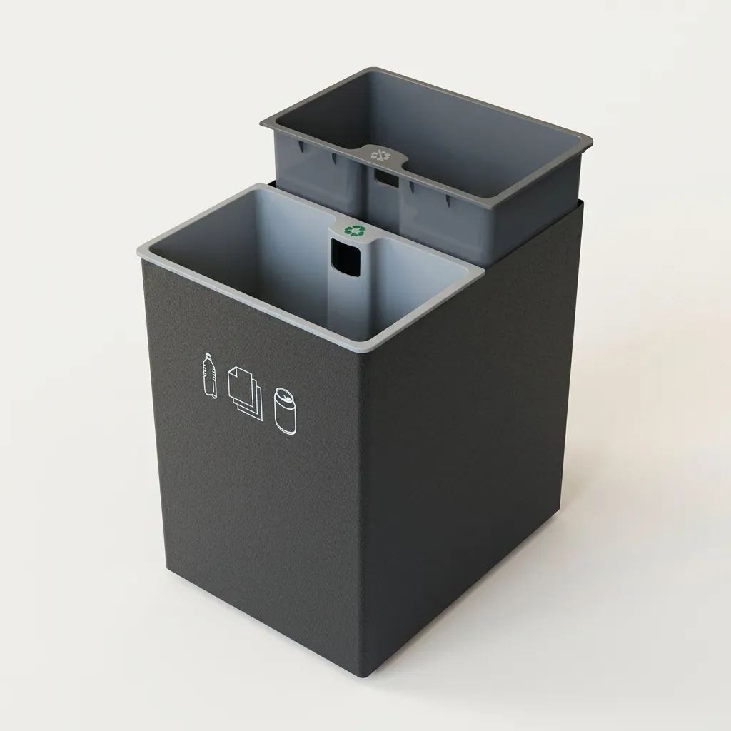 Open Top 2 Compartments Metal Recycle Bin — DBN-1092 (image 4)