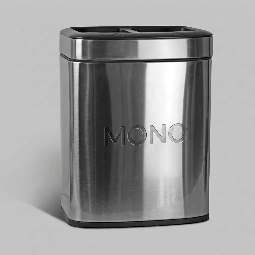 Open-Top Stainless Steel 2-Compartment Recycle Bin 12L (Rectangle) — DBN-1093 (image 1)