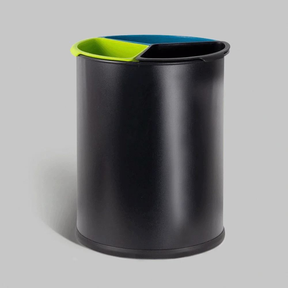 Open Top 3 Compartments Metal Recycle Waste Bin — DBN-1094
