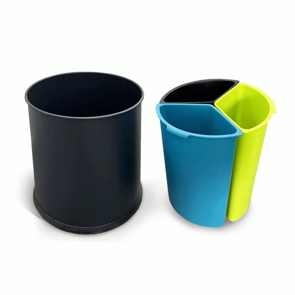 Open Top 3 Compartments Metal Recycle Waste Bin — DBN-1094 (image 2)