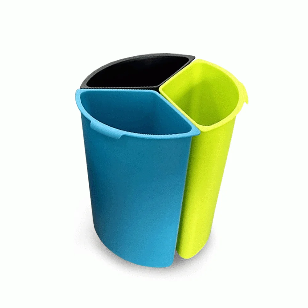 Open Top 3 Compartments Metal Recycle Waste Bin — DBN-1094 (image 3)