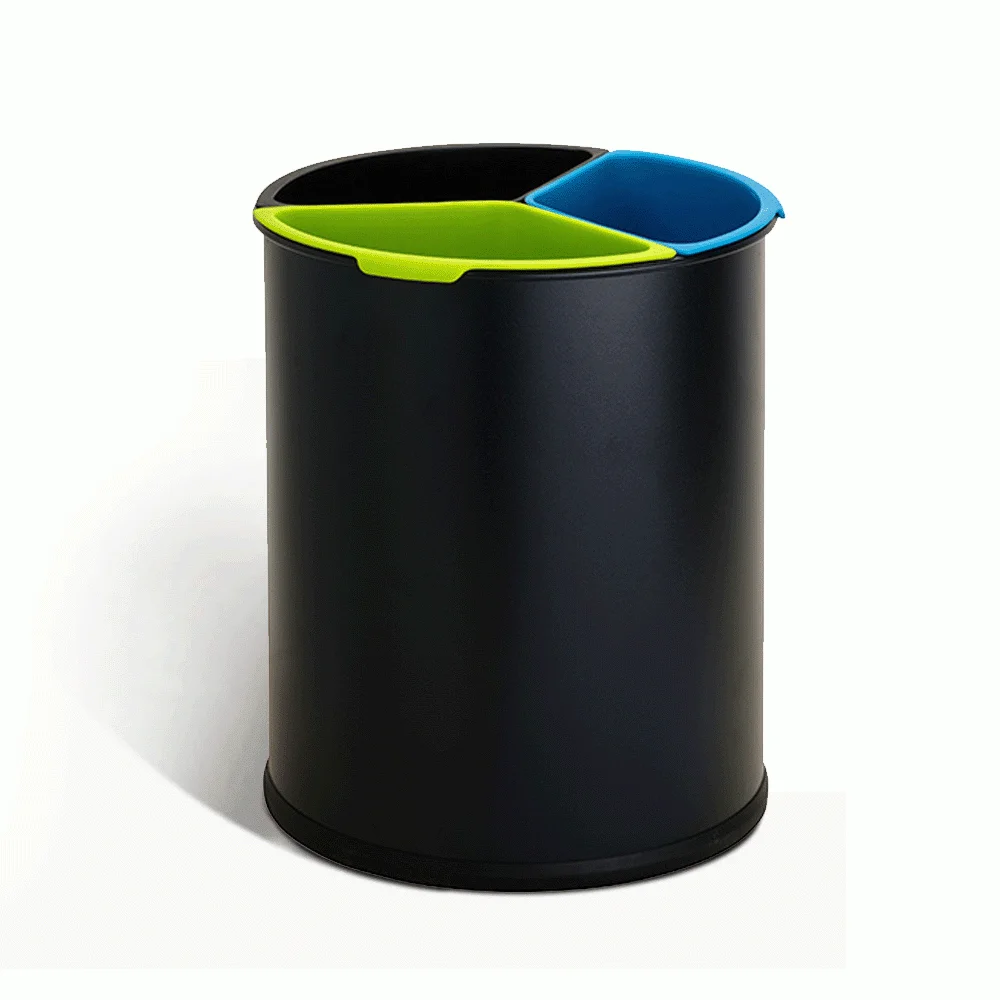 Open Top 3 Compartments Metal Recycle Waste Bin — DBN-1094 (image 4)