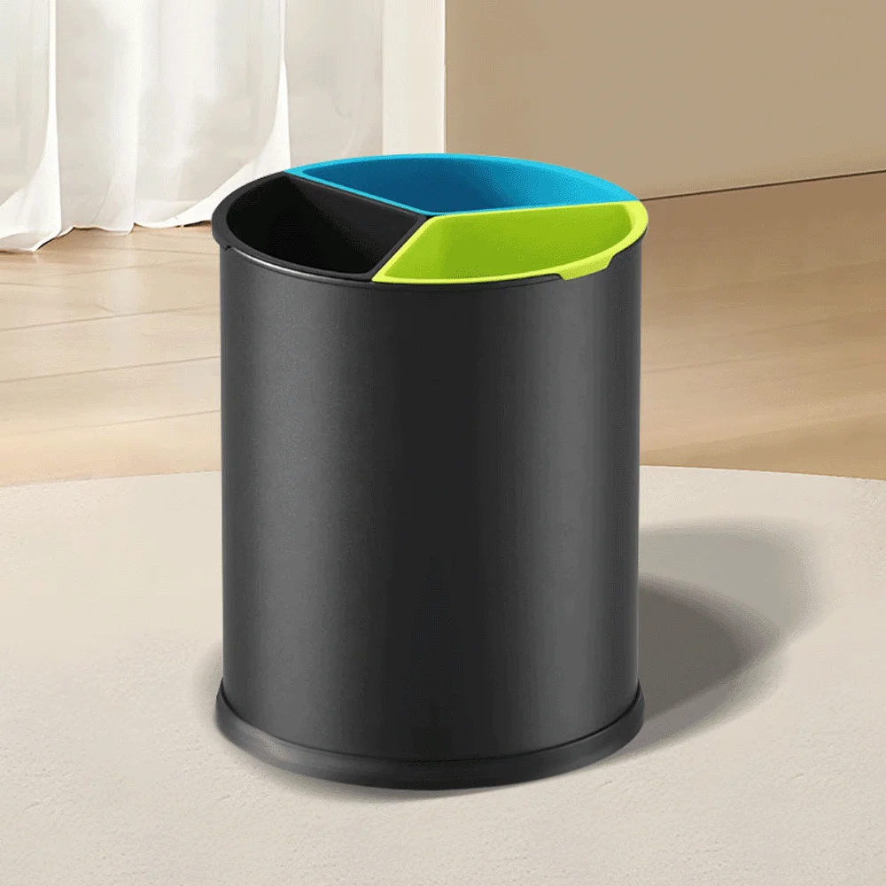 Open Top 3 Compartments Metal Recycle Waste Bin — DBN-1094 (image 5)