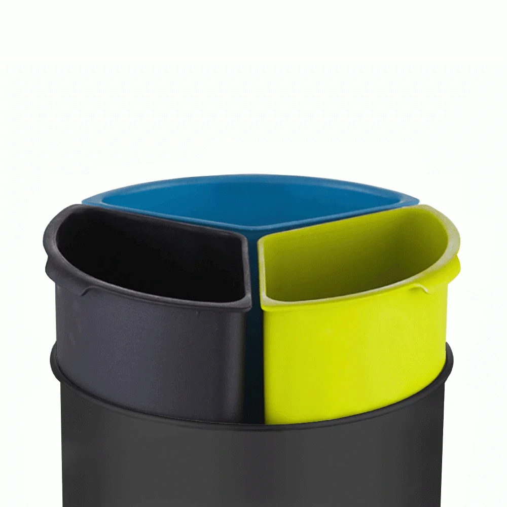 Open Top 3 Compartments Metal Recycle Waste Bin — DBN-1094 (image 7)
