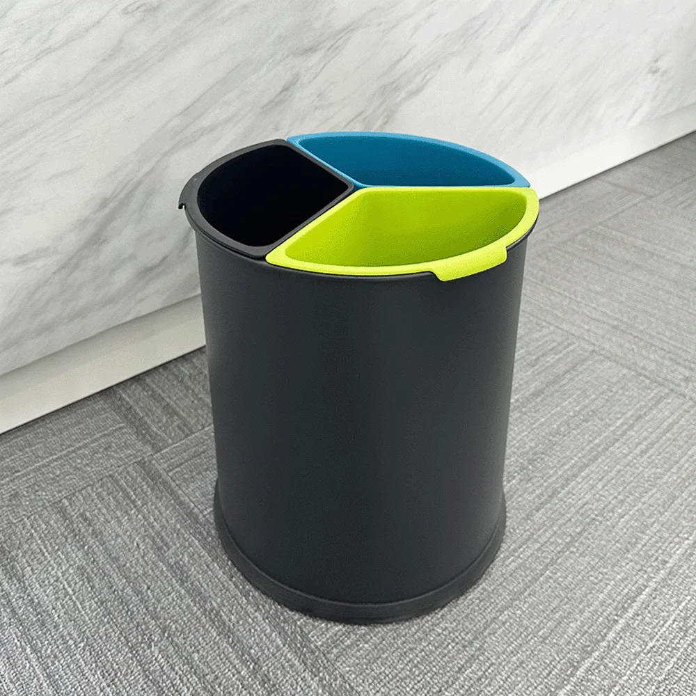 Open Top 3 Compartments Metal Recycle Waste Bin — DBN-1094 (image 8)