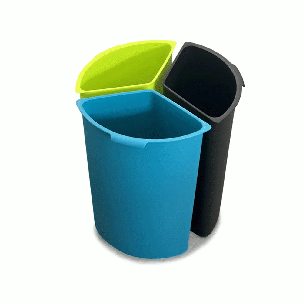 Open Top 3 Compartments Stainless Steel Recycle Waste Bin — DBN-1095 (image 3)