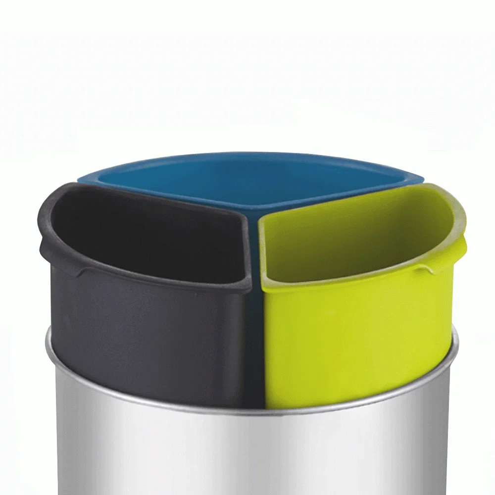 Open Top 3 Compartments Stainless Steel Recycle Waste Bin — DBN-1095 (image 7)
