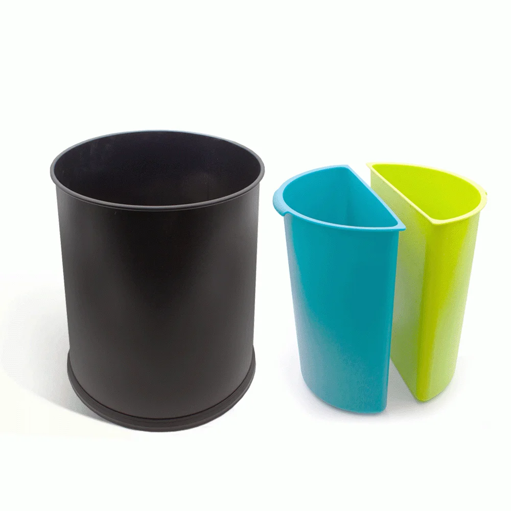 Open Top 2 Compartments Metal Recycle Waste Bin — DBN-1096 (image 2)