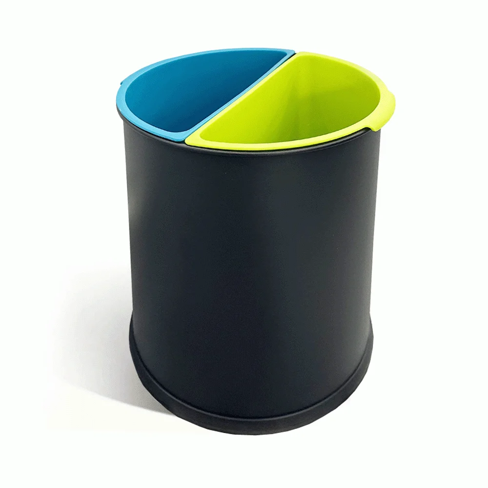 Open Top 2 Compartments Metal Recycle Waste Bin — DBN-1096 (image 3)