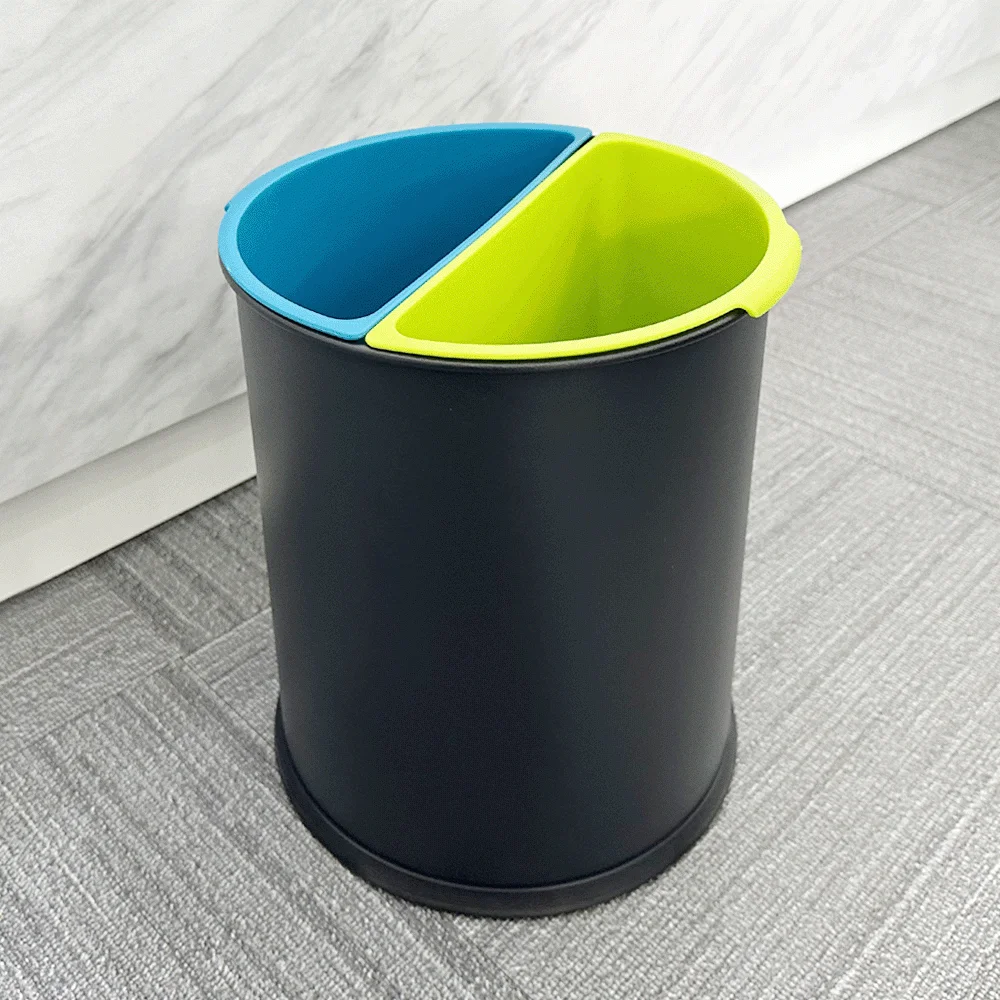 Open Top 2 Compartments Metal Recycle Waste Bin — DBN-1096 (image 6)
