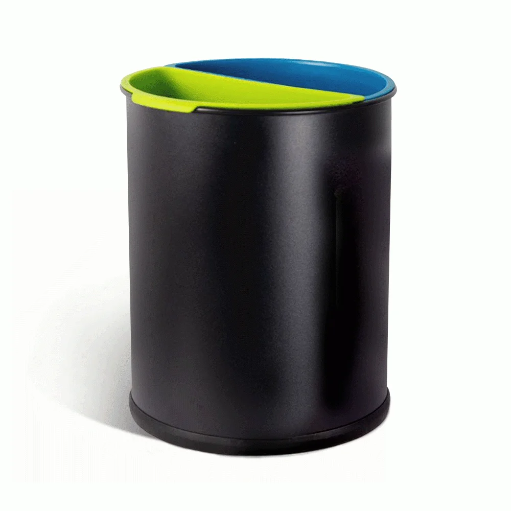 Open Top 2 Compartments Metal Recycle Waste Bin — DBN-1096 (image 8)
