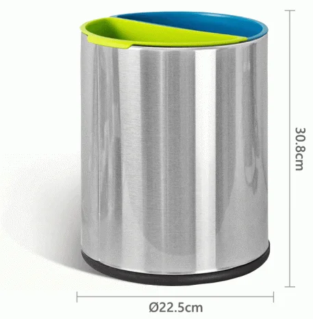 Open-Top Stainless Steel 2-Compartment Recycle Bin 10L (Round) — DBN-1097 (image 10)