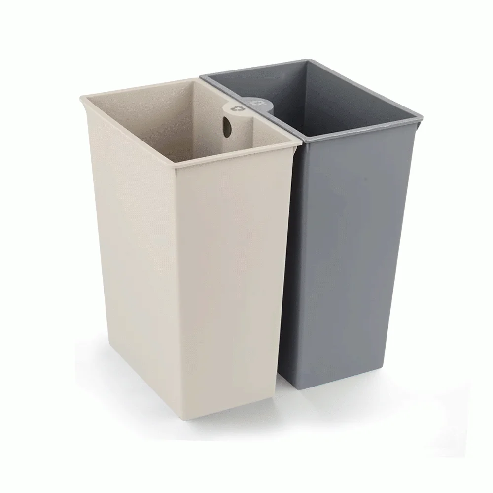 Open-Top PU Leather 2-Compartment Recycle Bin 16L (Pyramid) — DBN-1098 (image 3)