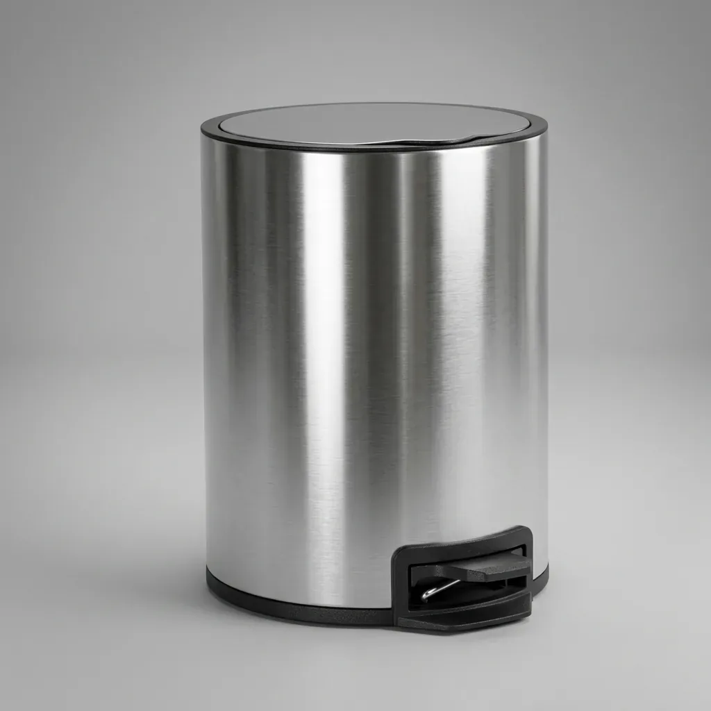 Stainless Steel Round Pedal Dustbin 8L with Non-Slip Base in Silver — DBN-1102