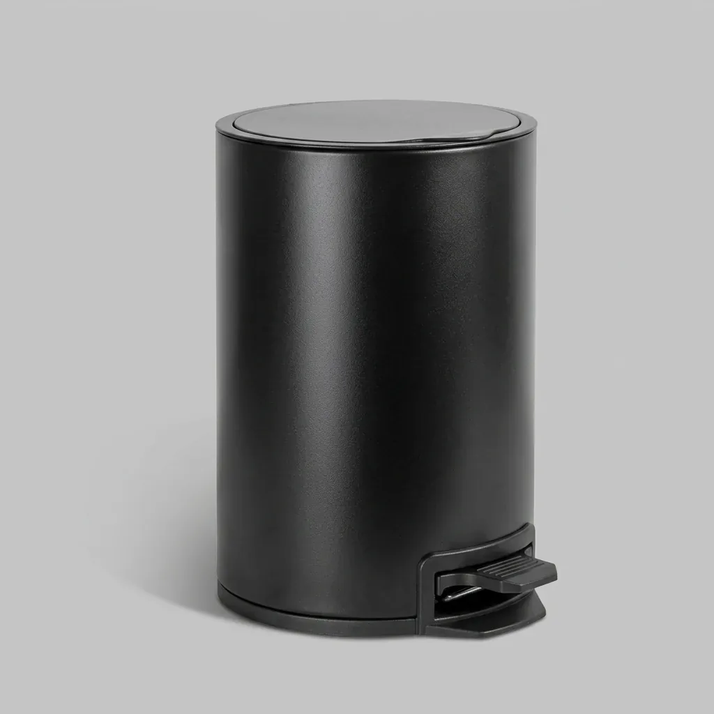 Round Pedal Dustbin 12L with Non-Slip Base in Black — DBN-1104