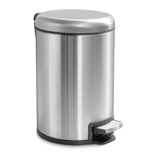Fire-Safe Stainless Steel Pedal Dustbin 5L with Carry Handle in Silver — DBN-1105