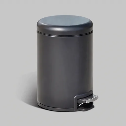 Stainless Steel Round Pedal Dustbin 12L with Non-Slip Base in Black — DBN-1107
