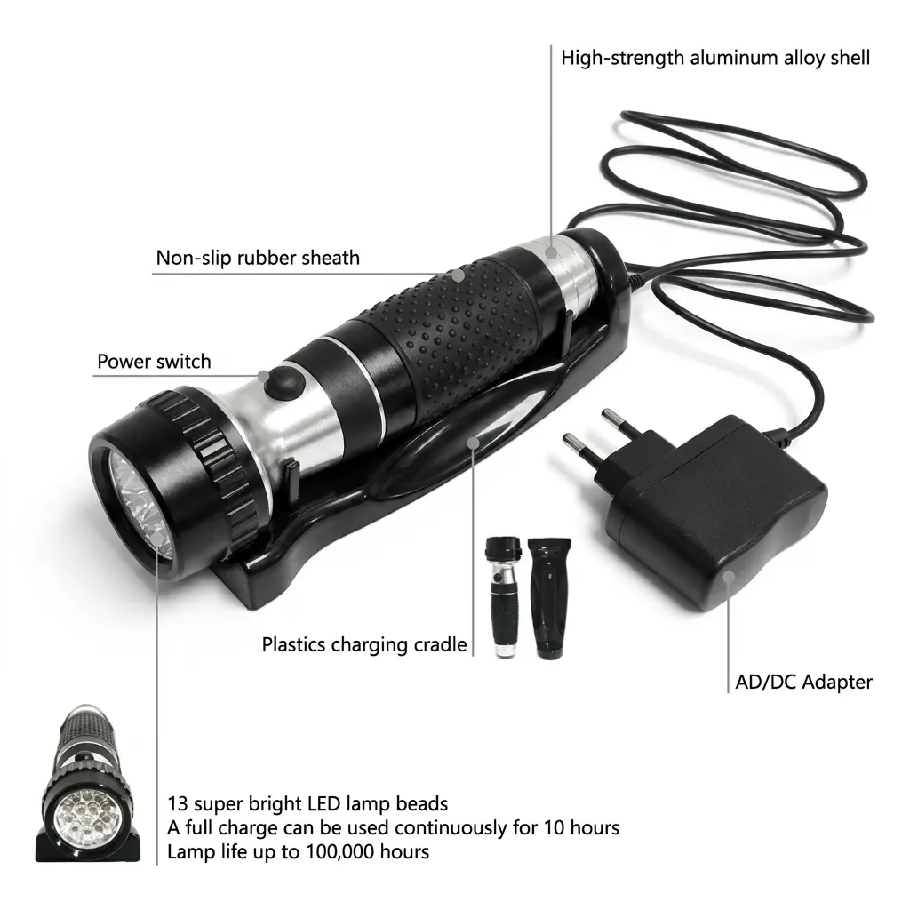 Led Rechargeable Flashlight Wall Mounted — EFL-1024 (image 4)