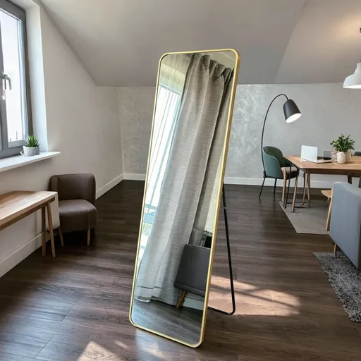 Rounded Rectangle Floor Standing Mirror with U Stand — FLM-1046
