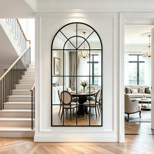 Tall Arched Iron Window Frame Mirror — FLM-1050