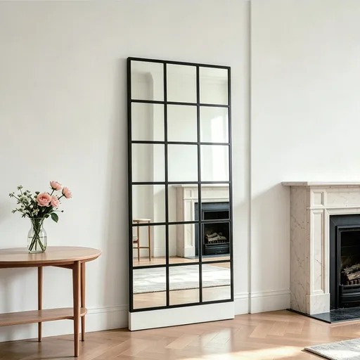 Rectangle Iron Window Frame Floor Mirror — FLM-1052