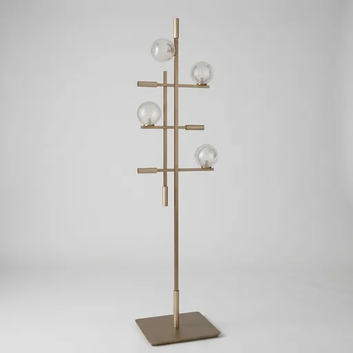 Ribbed Glass Globe Floor Lamp — FLP-1027