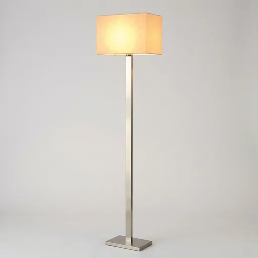 Rectangular Fabric Shade Floor Lamp in Chrome — FLP-1032