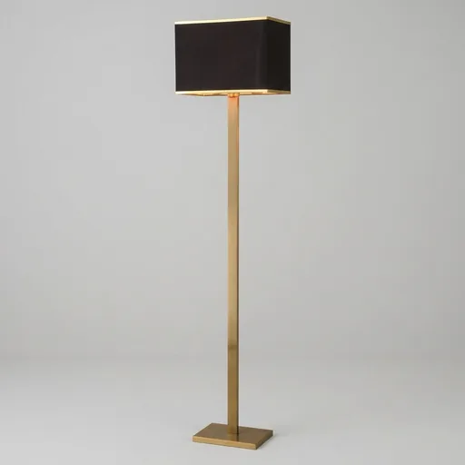 Rectangular Fabric Shade Floor Lamp in Brass — FLP-1033