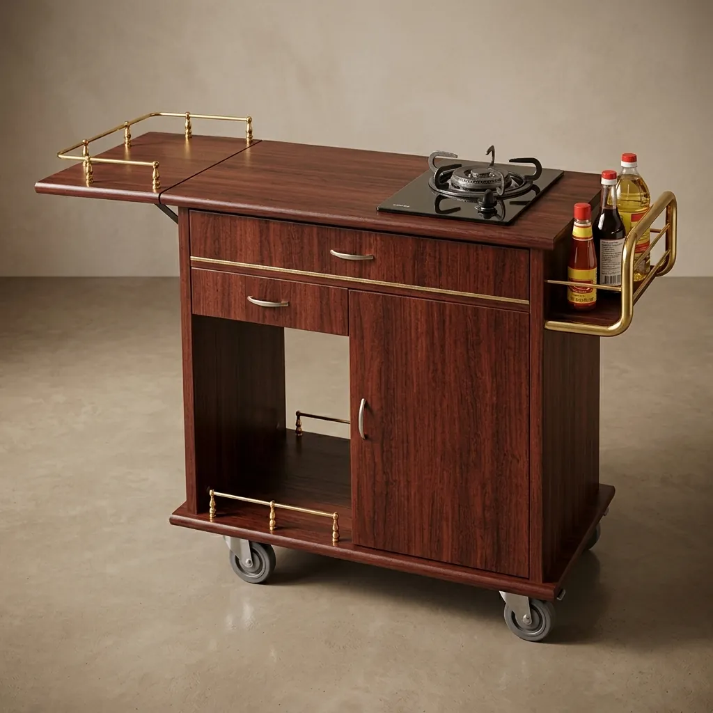 Wooden Flambe Trolley with 1 Gas Stove [1024] — FLT-1024 (image 2)