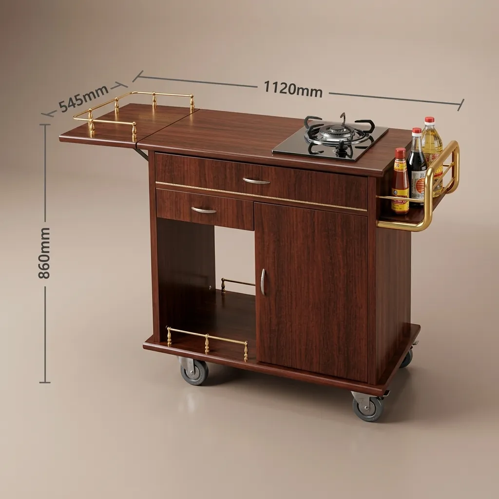 Wooden Flambe Trolley with 1 Gas Stove [1024] — FLT-1024 (image 3)