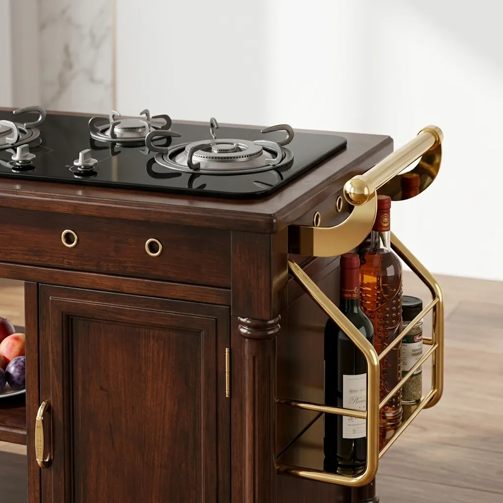 Wooden Flambe Trolley with 2 Gas Stove [1025] — FLT-1025 (image 6)