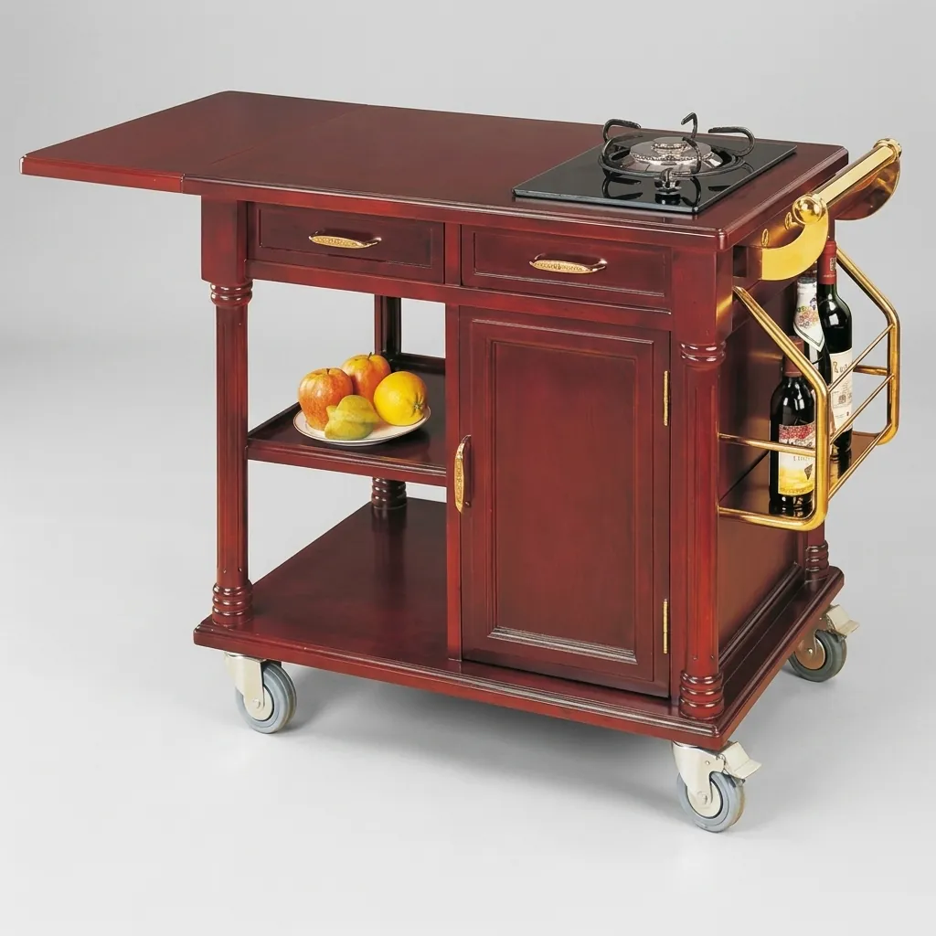 Wooden Flambe Trolley with 1 Gas Stove [1026] — FLT-1026 (image 2)
