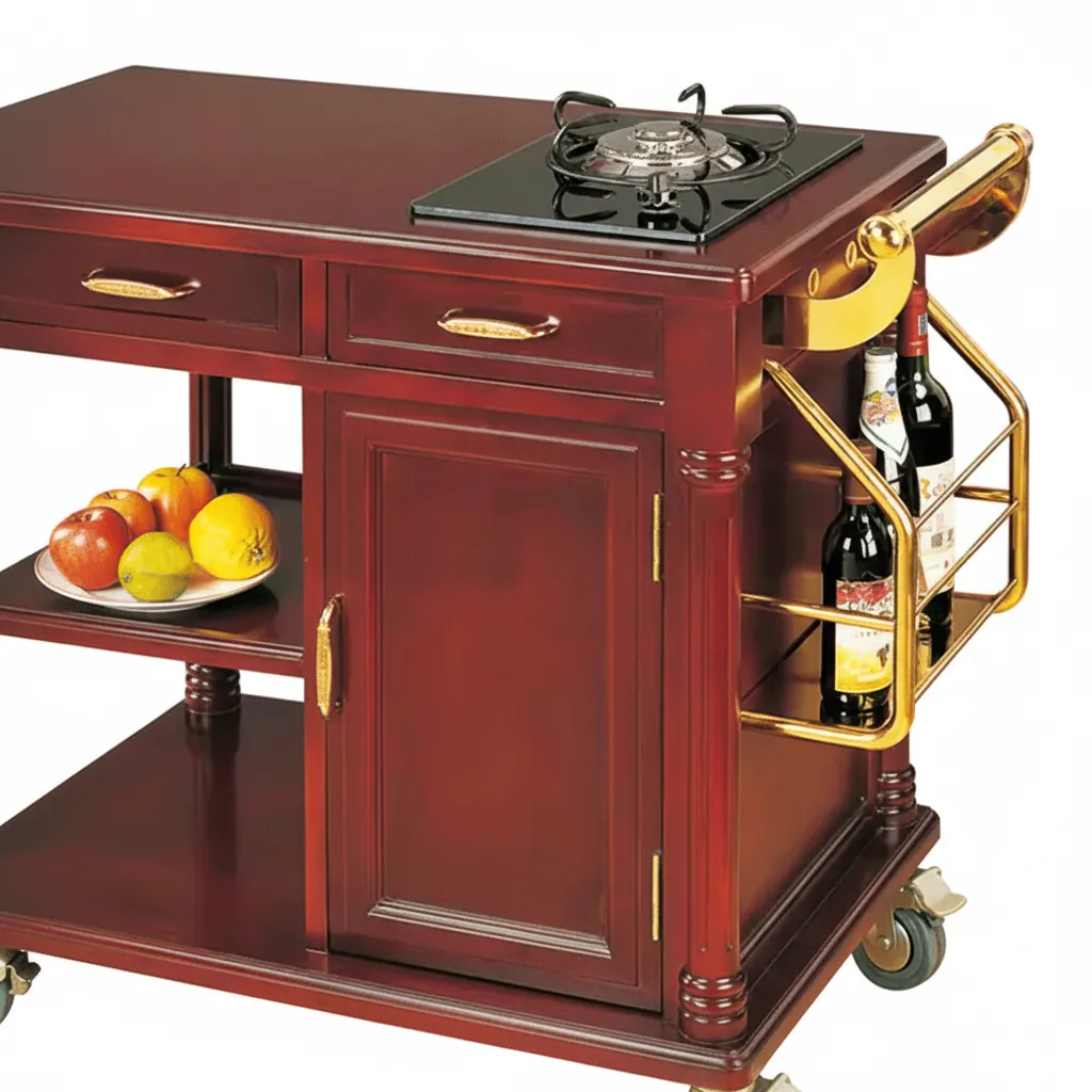 Wooden Flambe Trolley with 1 Gas Stove [1026] — FLT-1026 (image 3)