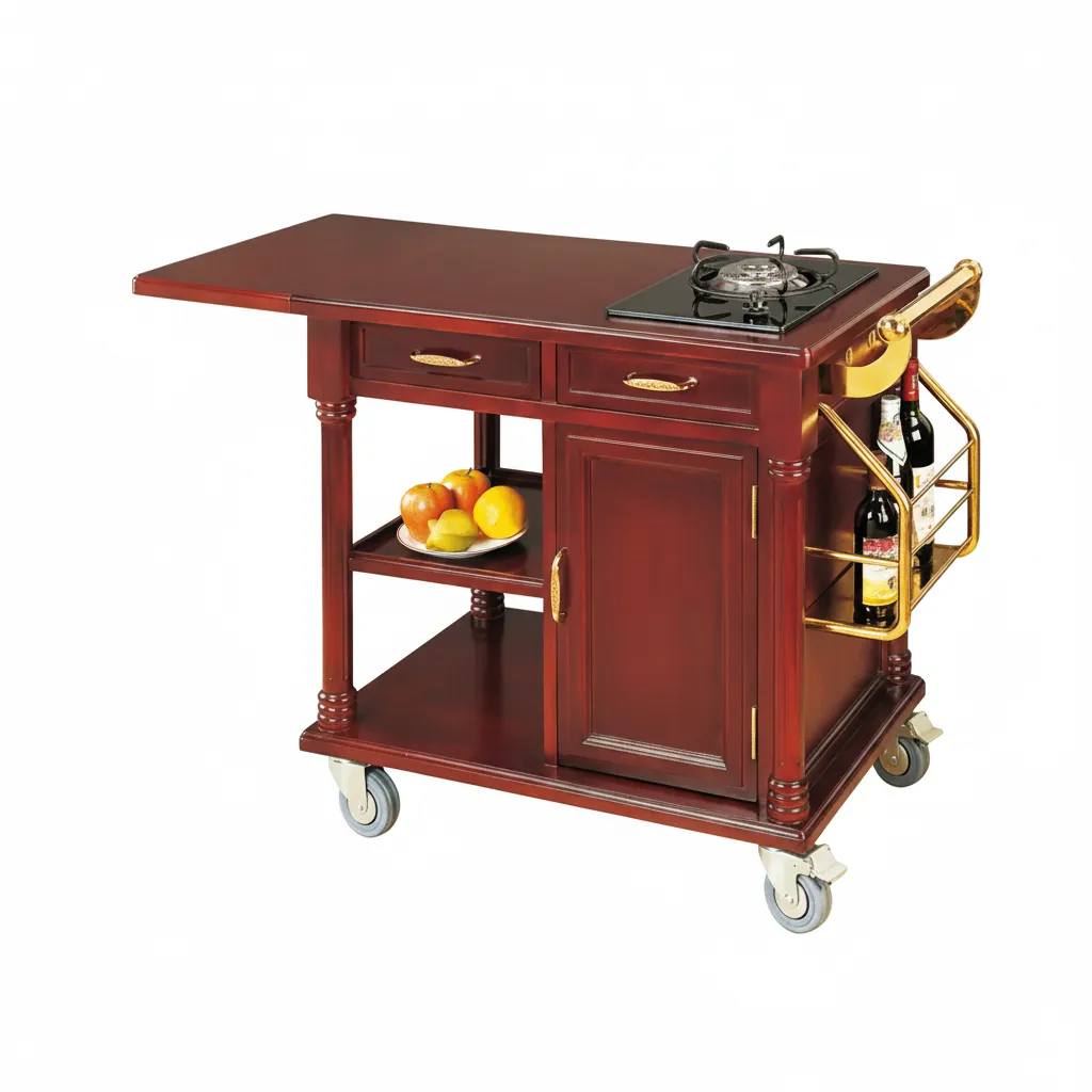 Wooden Flambe Trolley with 1 Gas Stove [1026] — FLT-1026 (image 4)