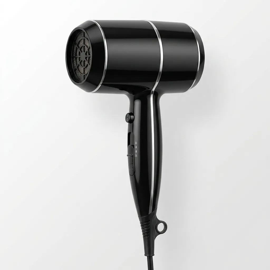 Hair Dryer 2100W — HDR-1024 — A powerful 1800 to 2100W hair dryer with three temperature settings including a cool shot, finished in high-gloss chrome. Over-heating protection and a hotel safety switch make it dependable for guest use, while the removable nozzle and hang-up loop add convenience. CE, CB, GCC and RoHS approved. (image 3)