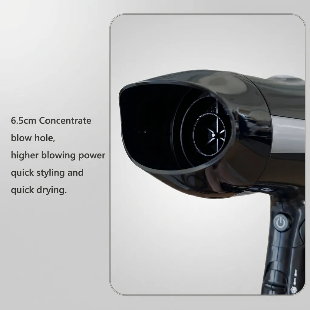 Foldable Hair Dryer 1600W — HDR-1026 — A foldable 1600W hair dryer with three temperature and two speed settings, finished in lustrous silver and black. A hotel safety switch and over-heating protection make it reliable for guest use, while the foldable handle and removable nozzle aid storage. Measures 15.5x8.5x20cm with a 1.8m cord. CE, CB, GCC and RoHS approved. (image 12)